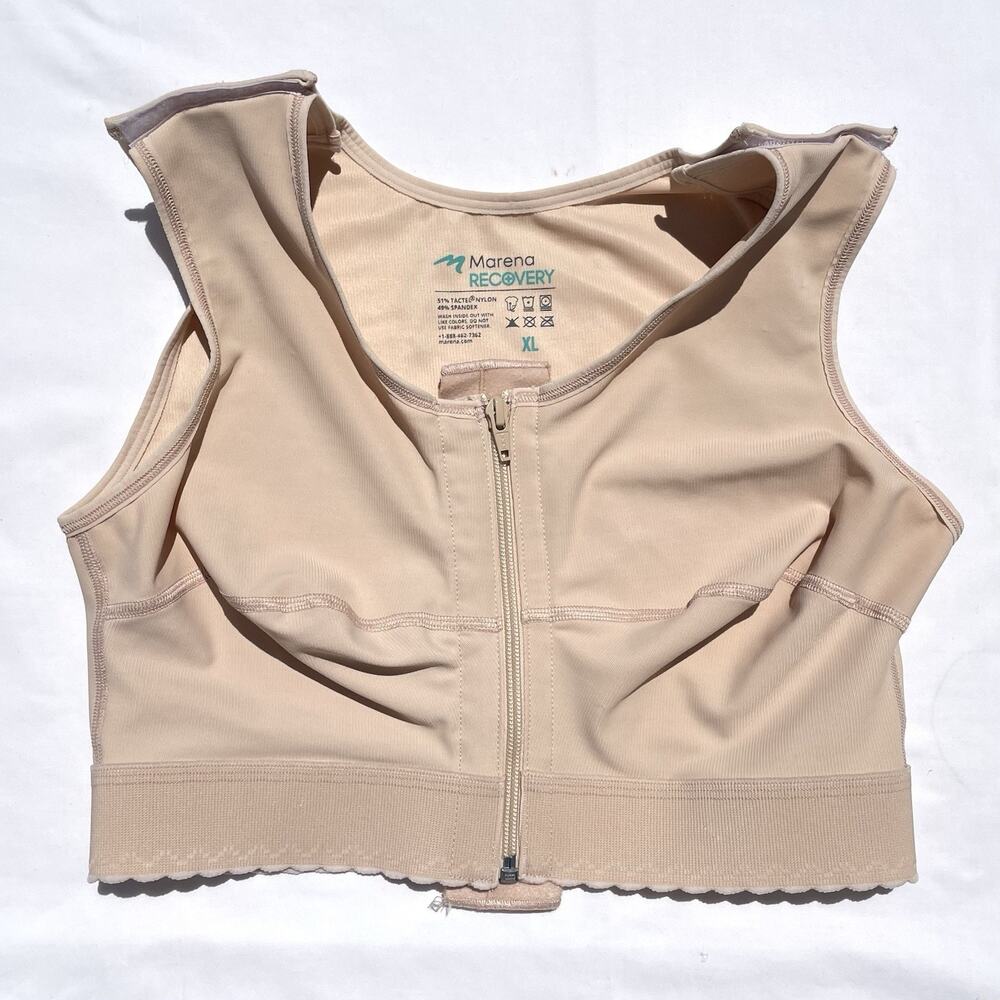 Marena Recovery Compression Post Surgical Bra XL Beige Adjustable